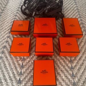 Lot of genuine Hermes boxes and ribbons